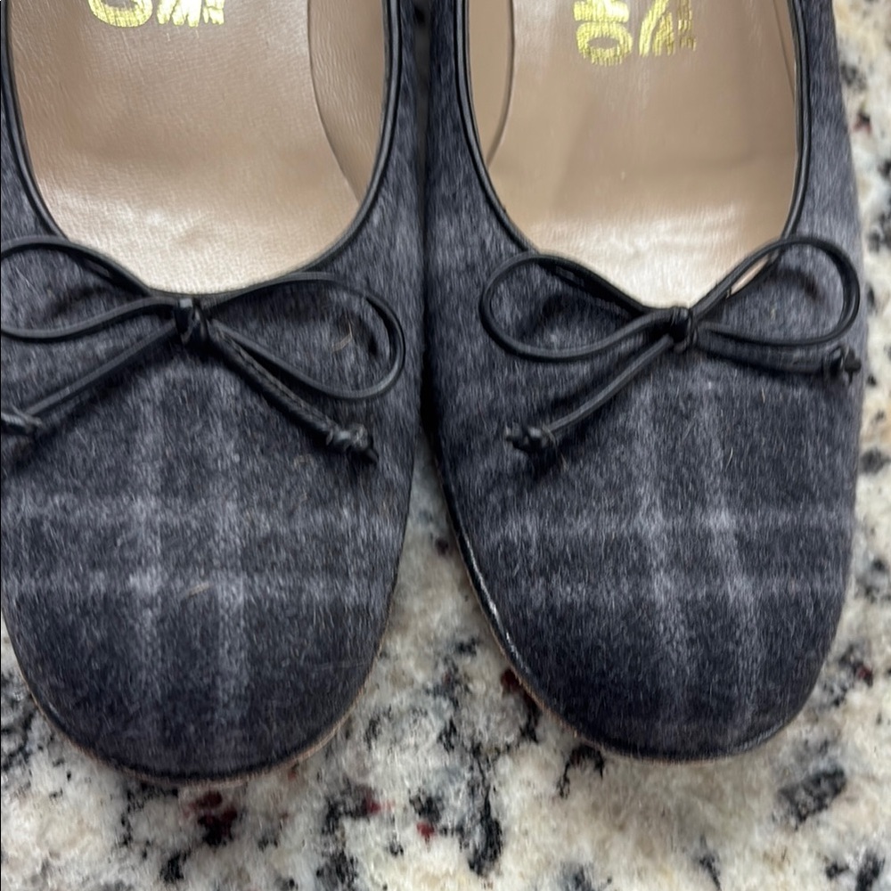 Vintage Salvatore Ferragamo Women's Gray Plaid Shoes - Picture 8 of 9